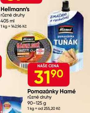 Hamé Pomazánky různé druhy 90-125 g 