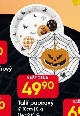 Talíř papírový 18cm, 8 ks 