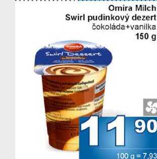 Omira Milch Swirl pudinkový dezert čokoláda+vanilka 150 g 