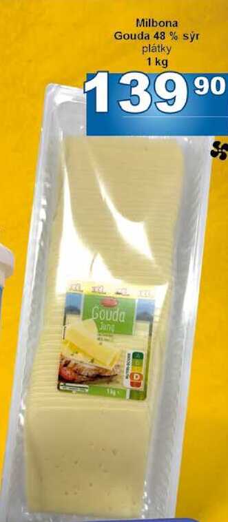 Milbona Gouda 48 % sýr plátky 1 kg 