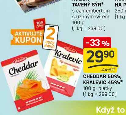 CHEDDAR 50%, KRALEVIC 45% 100 g 