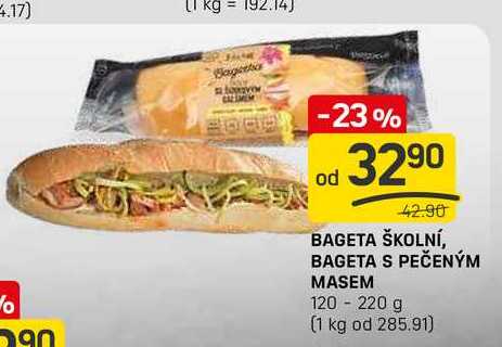 BAGETA ŠKOLNÍ, BAGETA S PEČENÝM MASEM 120-220 g