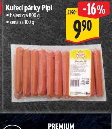 Kuřecí párky Pipi 800 g