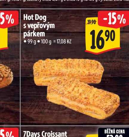 Hot Dog s vepřovým párkem 99 g 