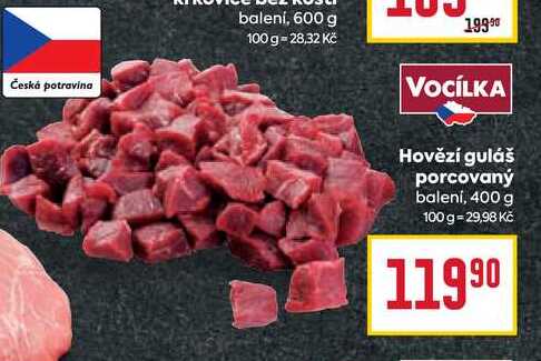 Hovězí guláš porcovaný balení, 400 g