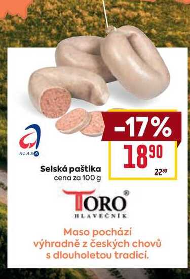 Selská paštika cena za 100 g