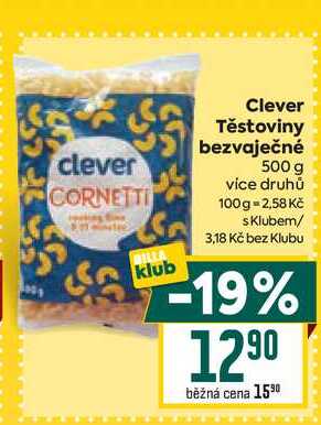 Clever Těstoviny bezvaječné 500 g