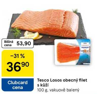 Tesco Losos obecný filet s kůží, 100 g 