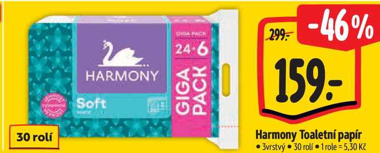 Harmony Toaletní papír, 30 rolí 