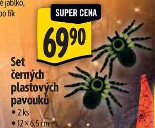 Set černých plastových pavouků, 2 ks 
