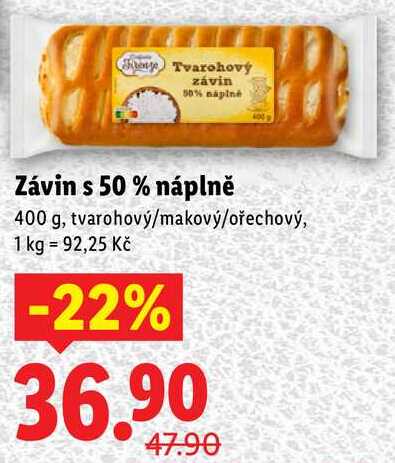 Závin s 50 % náplně, 400 g