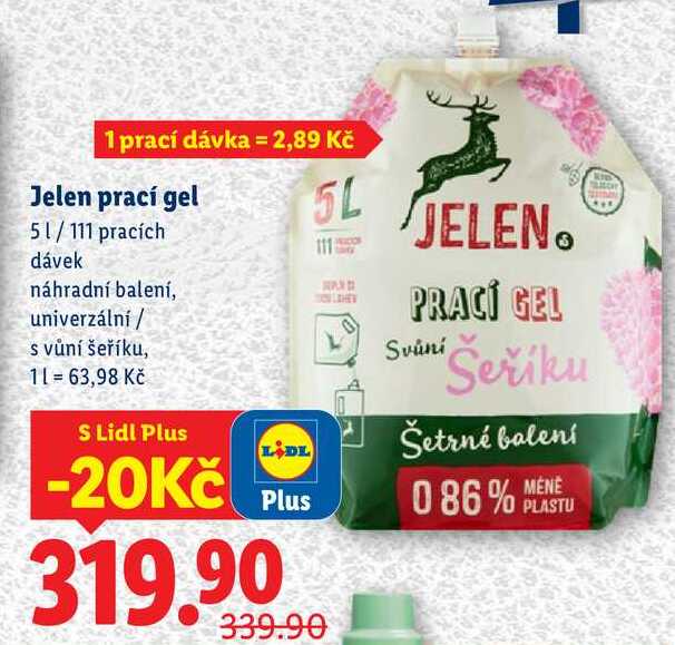 Jelen prací gel 5 l/111 pracích dávek 