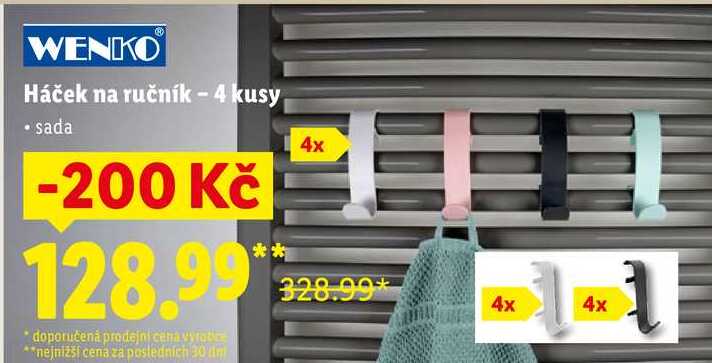 Háček na ručník - 4 kusy 