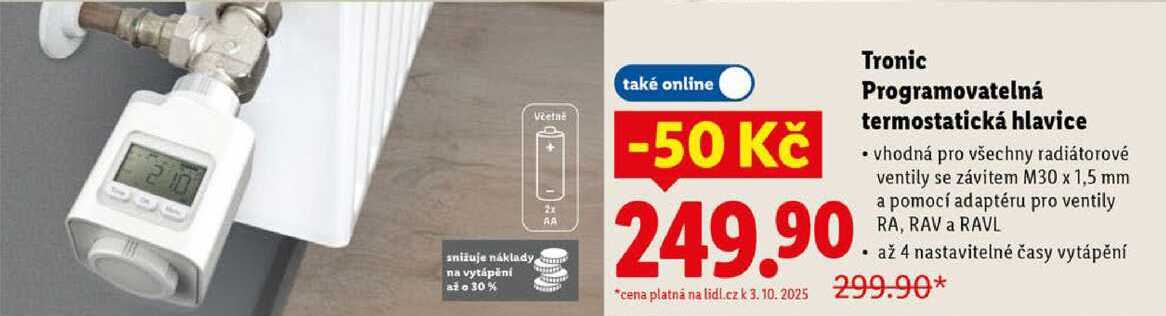 Tronic Programovatelná termostatická hlavice