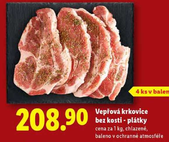 Vepřová krkovice bez kosti - plátky, cena za 1 kg