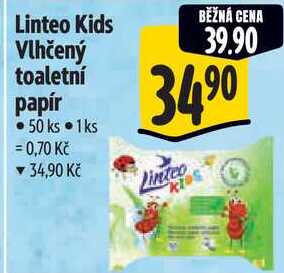 Linteo Kids Vlhčený toaletní papír, 50 ks