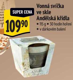 Vonná svíčka ve skle Andělská křídla, 115 g