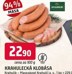 KRAHULECKÁ KLOBÁSA 100g