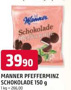 MANNER PFEFFERMINZ SCHOKOLADE 150 g 