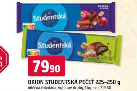 ORION STUDENTSKÁ PEČEŤ 225-250 g mléčná 
