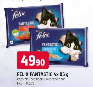 FELIX FANTASTIC 4x 85 g kapsičky pro kočky, vybrané druhy