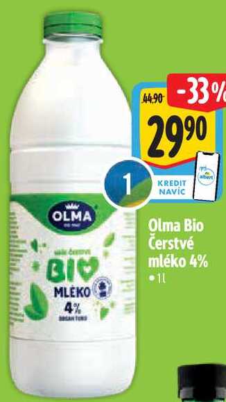 Olma Bio Čerstvé mléko 4%, 1 l