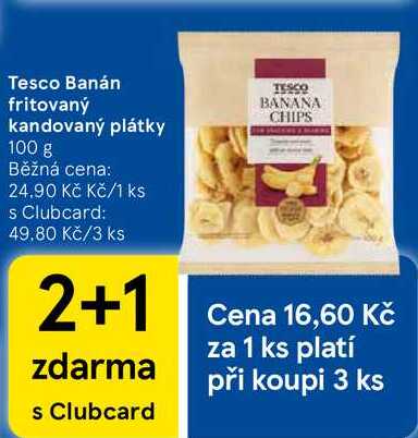 Tesco Banán fritovaný kandovaný plátky, 100 g 