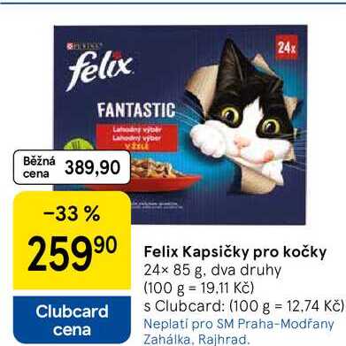 Felix Kapsičky pro kočky, 24x 85 g, dva druhy 