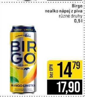 Birgo nealko nápoj z piva plech 0,5 l