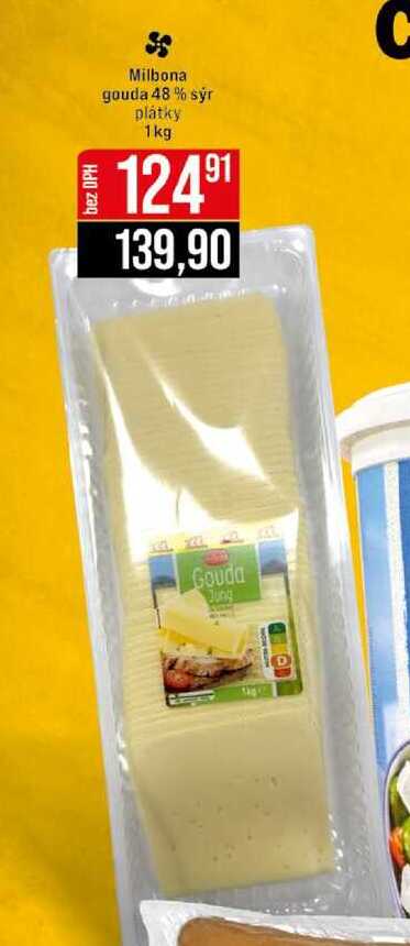 Milbona gouda 48 % sýr plátky 1 kg