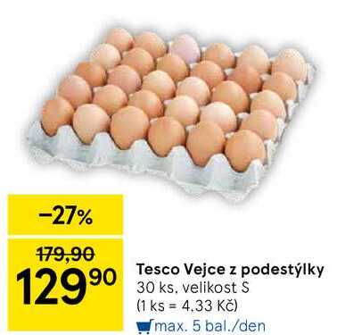 Tesco Vejce z podestýlky, 30 ks, velikost S 