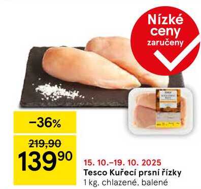Tesco Kuřecí prsní řízky, 1 kg, chlazené, balené 