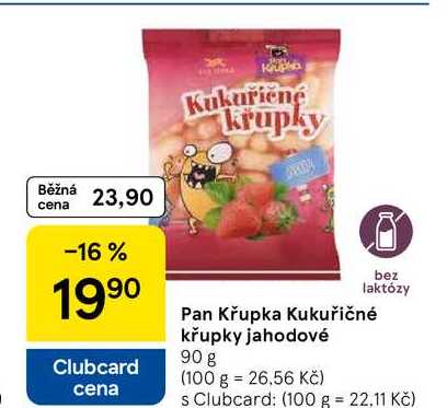 Pan Křupka kukuřičné křupky jahodové, 90 g 