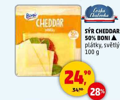 SÝR CHEDDAR 50% BONI, 100 g