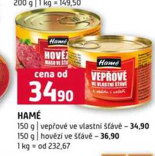 Hamé vepřové ve vlastní šťávě 150 g