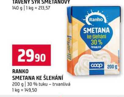 Ranko smetana ke šlehání 200g 