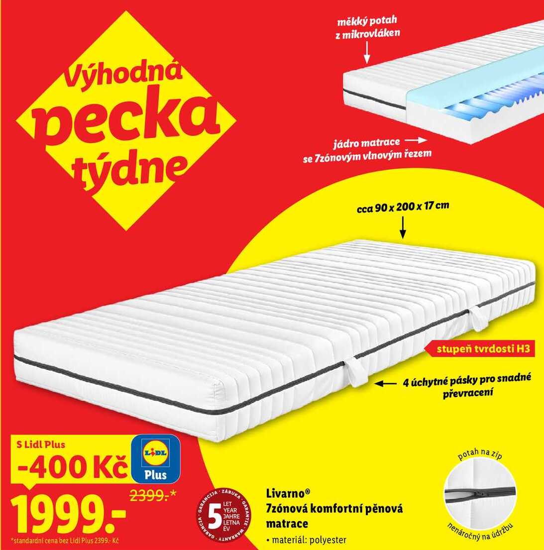 Livarno 7zónová komfortní pěnová matrace 