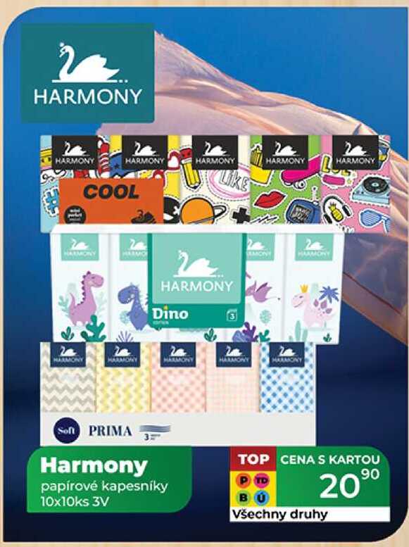 Harmony papírové kapesníky 10x10ks 3V  