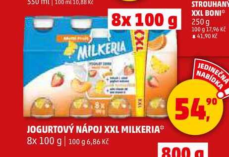 JOGURTOVÝ NÁPOJ XXL MILKERIA, 8x 100 g 