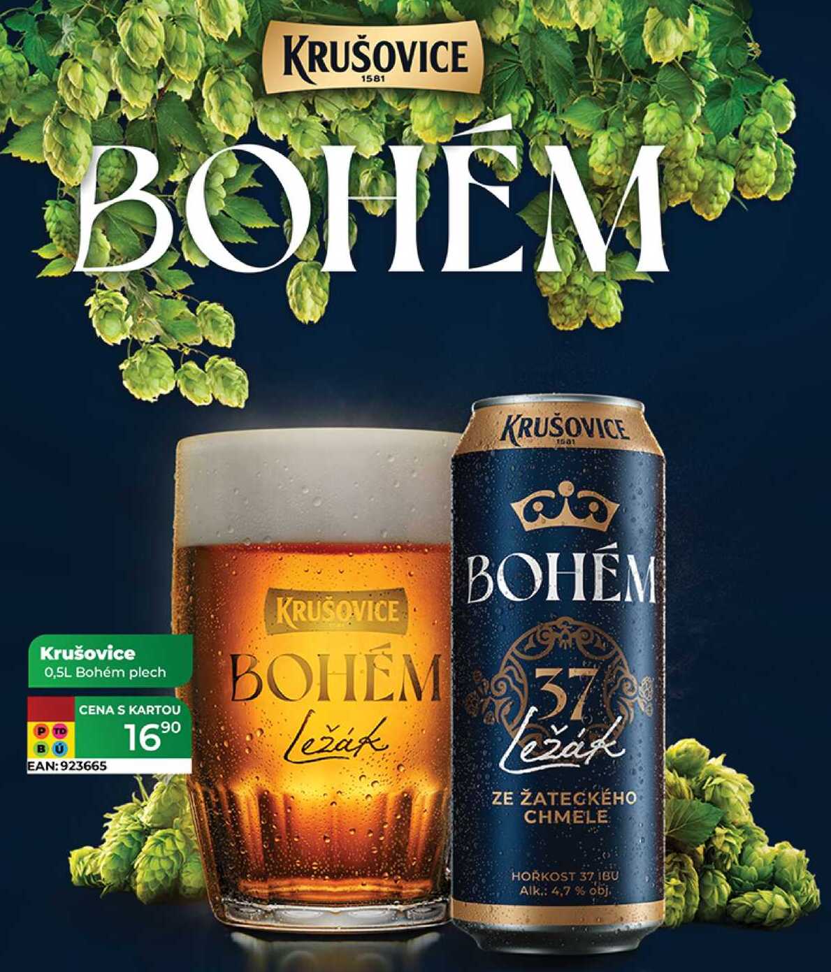 Krušovice 0,5L Bohém plech 