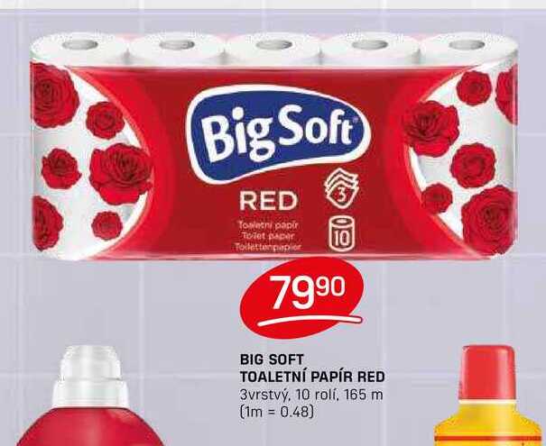 BIG SOFT TOALETNÍ PAPÍR RED 3vrstvý, 10 rolí, 165 m