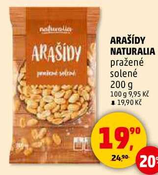 ARAŠÍDY NATURALIA pražené solené, 200 g