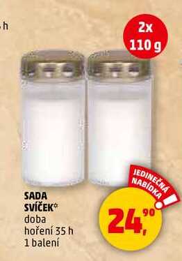 SADA SVÍČEK doba hoření 35 h 2x 110 g, 1 balení 
