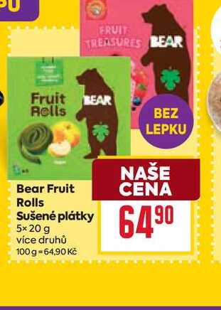 Bear Fruit Rolls Sušené plátky 5x 20 g 