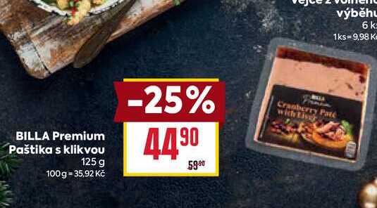 BILLA Premium Paštika s klikvou 125 g  
