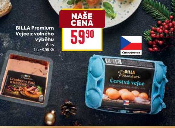 BILLA Premium Vejce z volného výběhu 6 ks 
