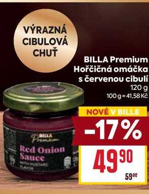 BILLA Premium Hořčičná omáčka s červenou cibulí 120 g 