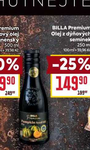 BILLA Premium Olej z dýňových seminek 250 ml