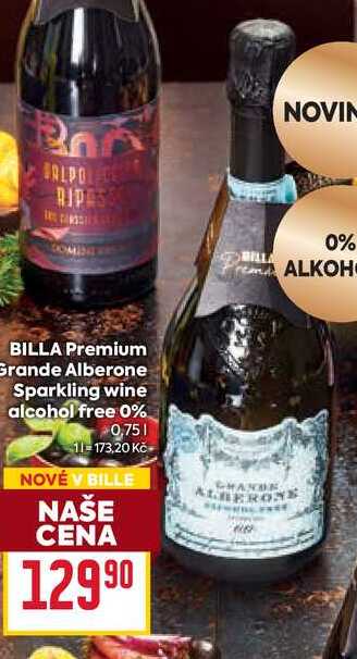 BILLA Premium Grande Alberone Sparkling wine alcohol free 0% 0,75l