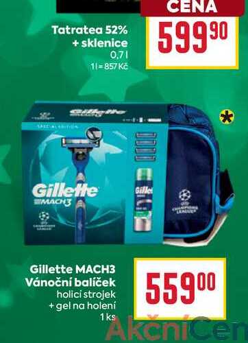 Gillette MACH3 Vánoční balíček holici strojek + gel na holení 1ks 